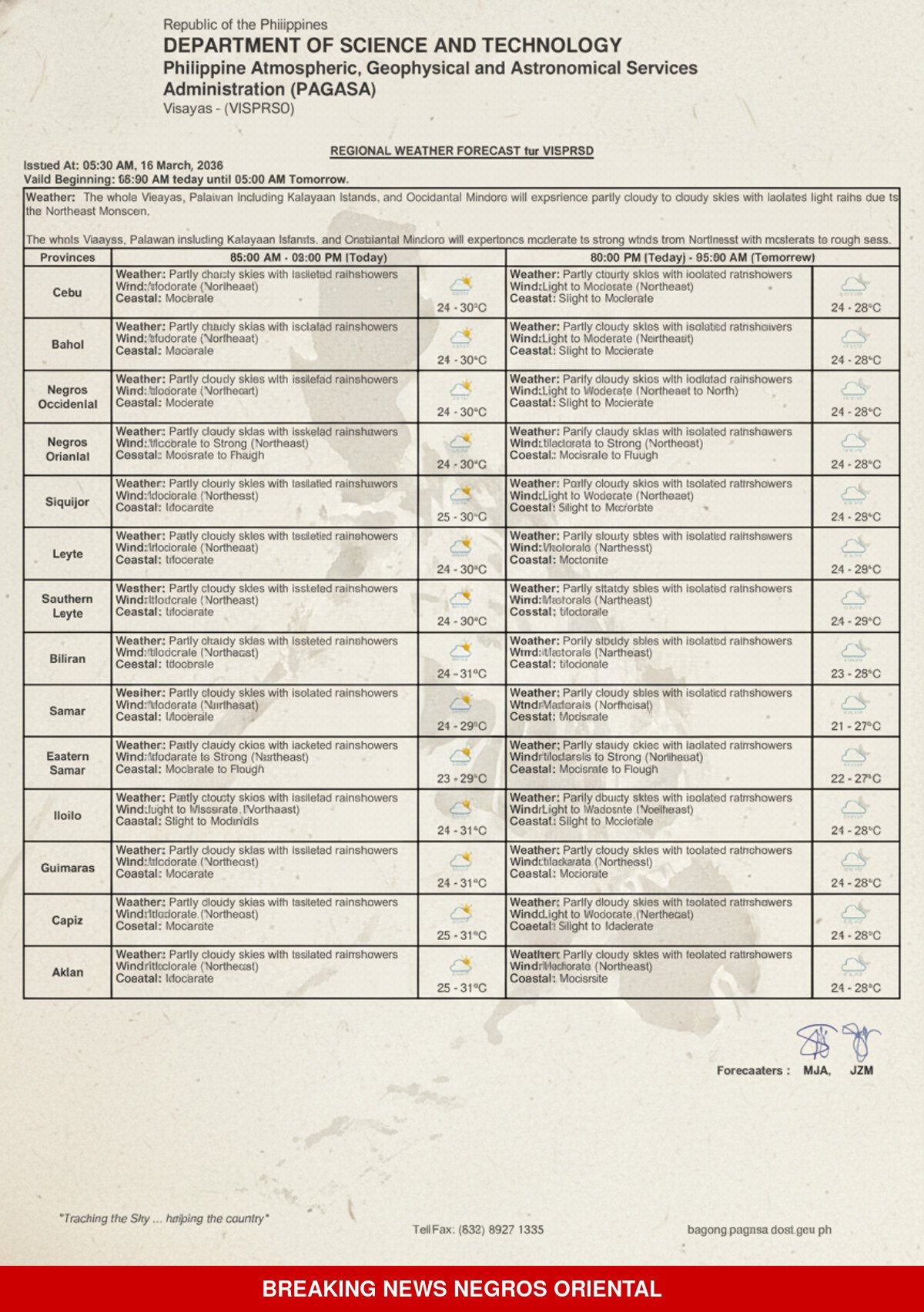 Partly Cloudy Skies, Isolated Rains Expected in Negros Oriental 1 PAGASA
