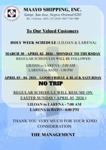 Maayo Shipping Announces Holy Week Travel Schedule for 2026