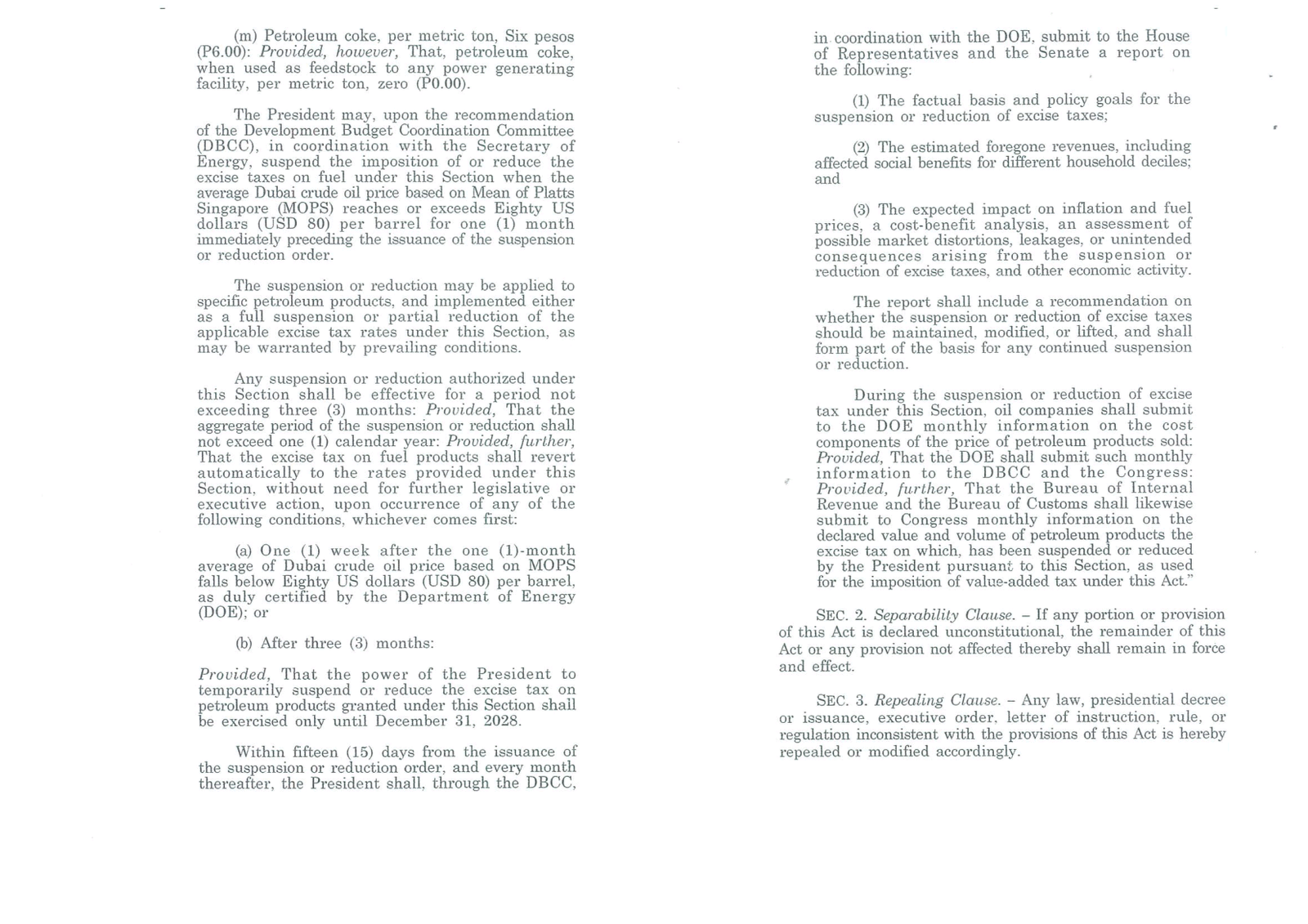 Philippines: New Law Allows President to Suspend Fuel Tax 1 Photo from Official Gazette