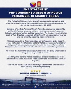 PNP Chief Condemns Maguindanao Ambush That Killed 5 Police