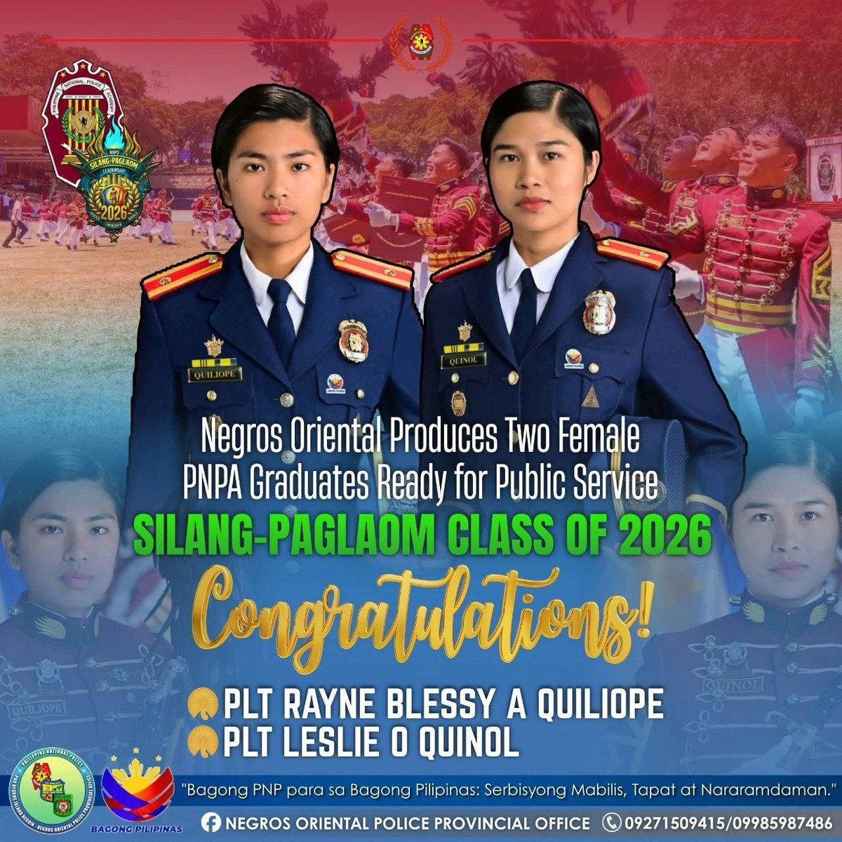 Mabinay: Two Women from Negros Oriental Graduate from PNPA 1 Photo courtesy of PNPA