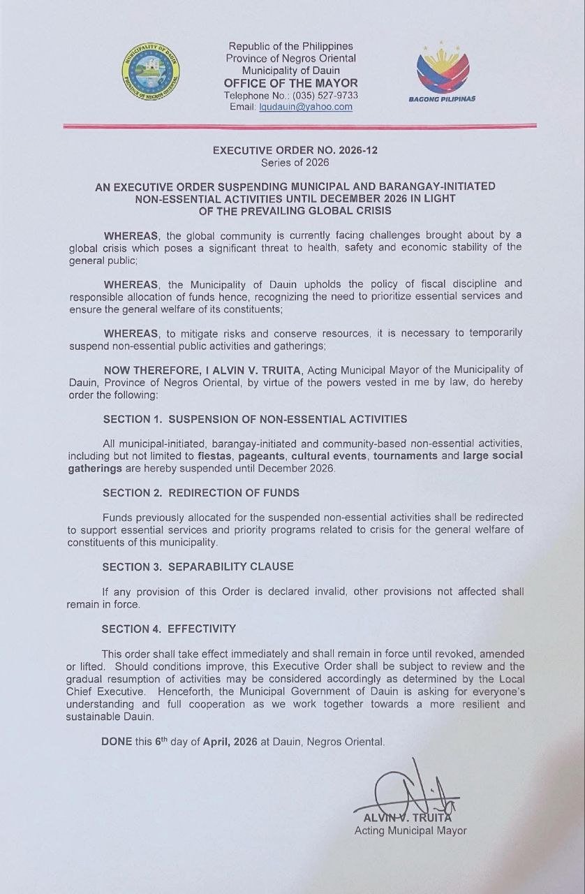 Dauin Suspends Fiestas, Pageants Until December 2026 3 Photo courtesy of Municipality of Dauin