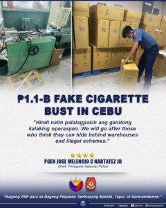 Authorities Seize ₱1.1B in Counterfeit Tobacco Products from Cebu Facility
