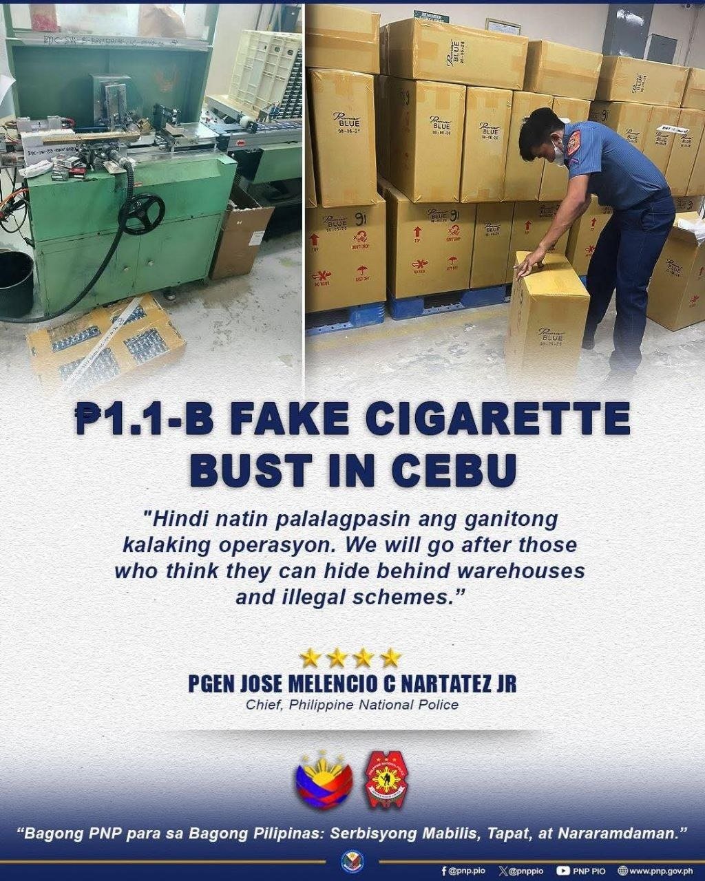 Authorities Seize ₱1.1B in Counterfeit Tobacco Products from Cebu Facility 1 Photo courtesy of PNP-PIO