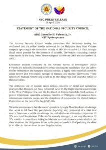 NSC: Lab Tests Confirm Chinese Vessels Used Toxic Cyanide