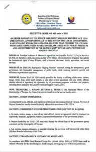 Tayasan Mayor Issues Order Banning Political Names on Projects