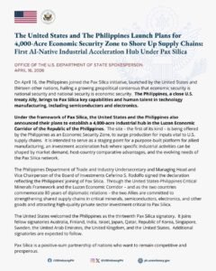 Philippines Joins Pax Silica, Creates Massive Industrial Zone