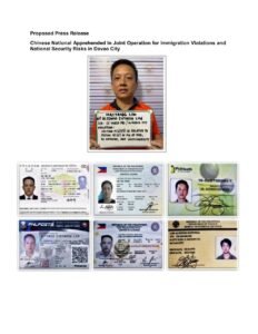 Chinese Businessman Nabbed in Davao Using Fake Filipino Name