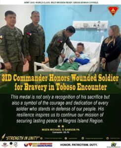 3ID Commander Awards Medal to Soldier Injured in Negros Combat