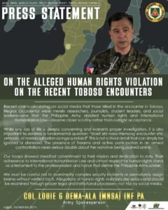 Military Chief Refutes Claims Over Negros Occidental Clash