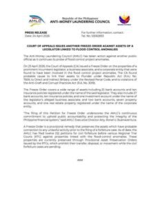 Appeals Court Issues Asset Freeze Against Rep. Romualdez Over Graft