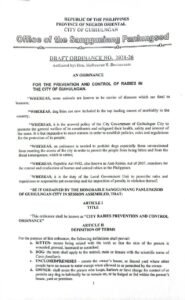 Guihulngan City Eyes Comprehensive Rabies Control Ordinance