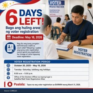 COMELEC Deadline Looms: Only 6 Days Left to Register for BSKE 2026