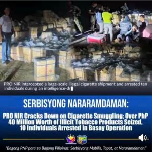 Ten Nabbed in Basay as Cops Seize ₱40M Worth of Smuggled Smokes