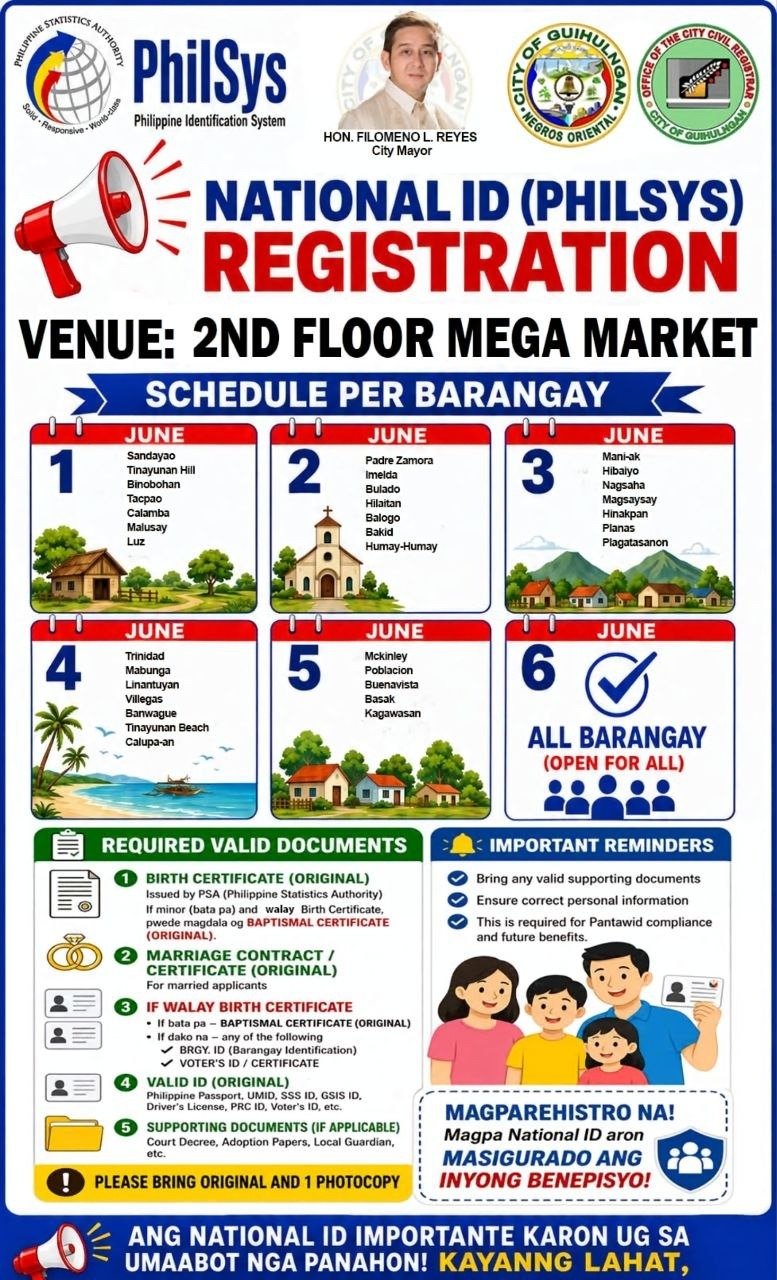 PhilSys ID Drive in Guihulngan City Set for June 1–6 1 Photo courtesy of the Philippine Statistics Authority (PSA)