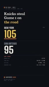 New York Knicks Beat San Antonio Spurs 105-95 to Open NBA Finals