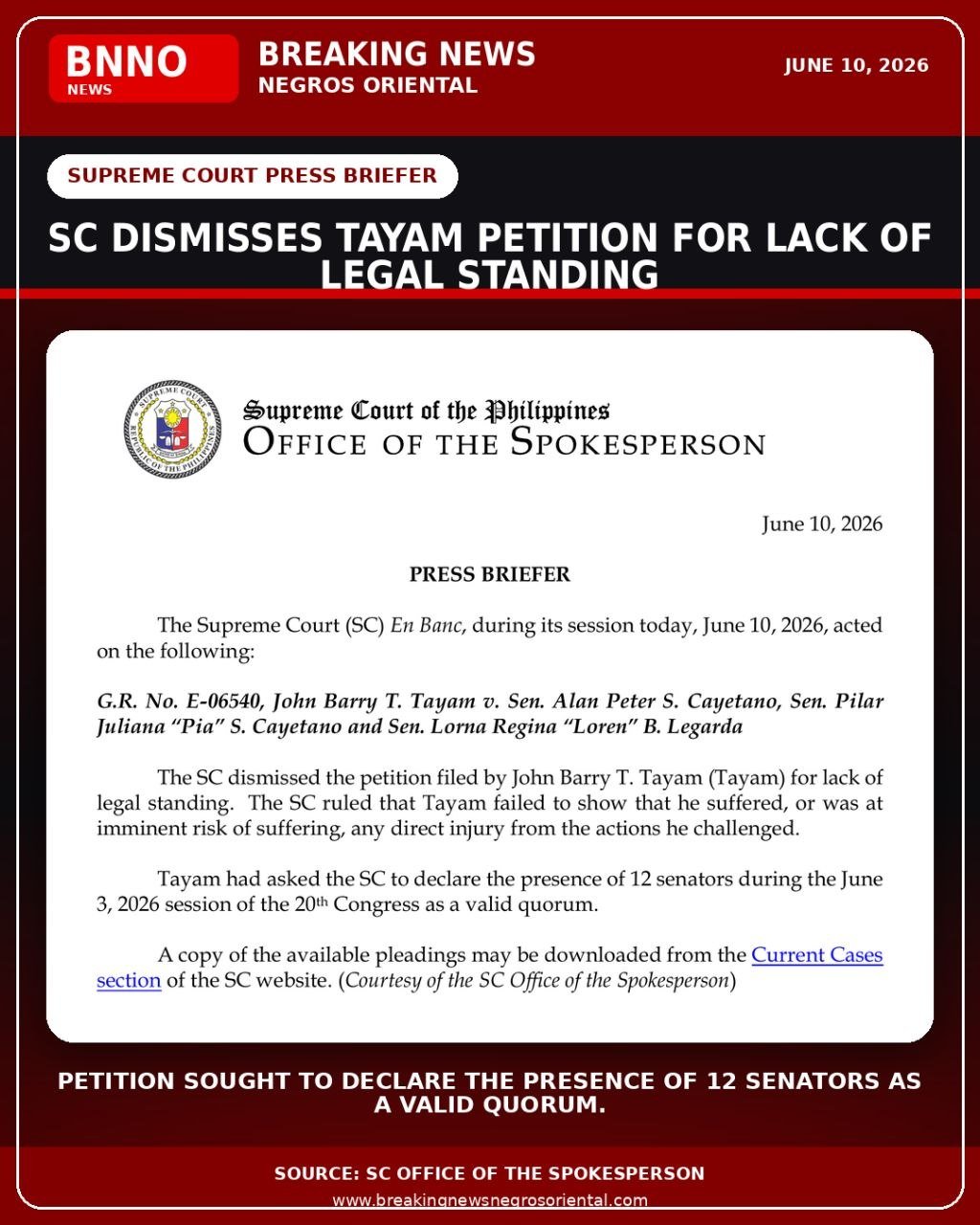 High Court Junks Quorum Case vs. Senate Over Standing Flaw 1 Photo courtesy of the Supreme Court of the Philippines / sc.judiciary.gov.ph