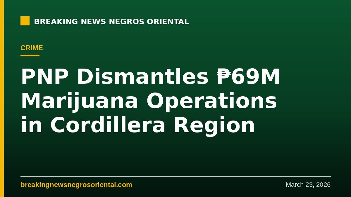 Breaking News Negros Oriental — PNP Dismantles ₱69M Marijuana Operations in Cordillera Region