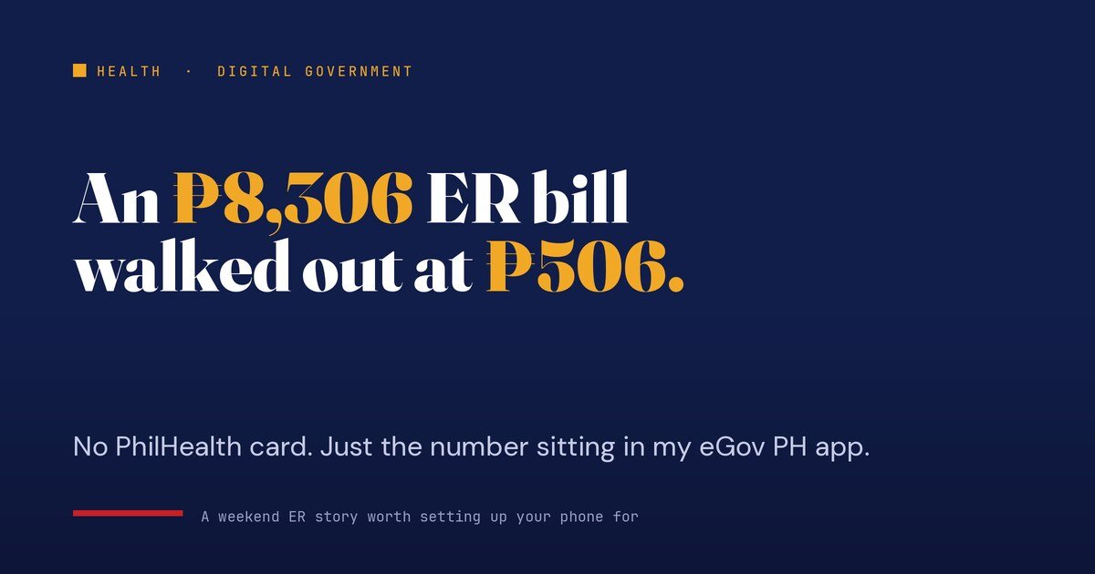 eGov PH App Turned an ₱8,306 Hospital Bill Into ₱506 1 eGov PH App Turned an ₱8,306 Hospital Bill Into ₱506