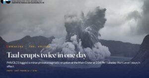 Taal Volcano Erupts Twice in One Day, PHIVOLCS Keeps Alert Level 1