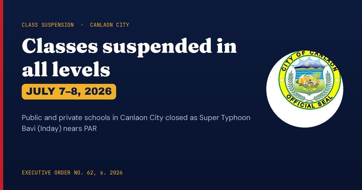 Canlaon City Suspends Classes July 7–8 Ahead of Super Typhoon Bavi 1 Photo courtesy of Canlaon City Government / canlaoncity.gov.ph