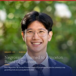 Negros Oriental's Enzo Kho Joins Princeton's Board of Trustees