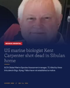 American Marine Scientist Killed at Home in Sibulan, Negros Oriental