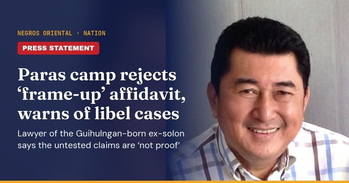 Paras Legal Team Slams Affidavit Linking Ex-Rep to Recto Frame-Up Plot 1 Photo from GMA News Online
