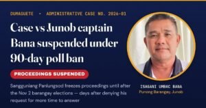 Dumaguete Council Freezes Junob Captain's Case Under Poll Ban