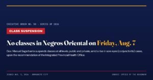Negros Oriental Cancels Classes Aug. 7 Amid Sore Eyes Surge