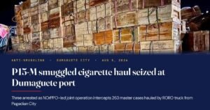 Three Nabbed as ₱15-M Untaxed Cigarettes Intercepted in Dumaguete