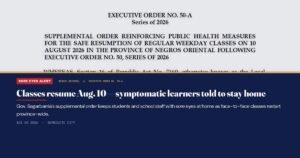 Negros Oriental Schools Reopen Aug. 10 With Strict Sore Eyes Rules