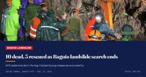 Baguio Landslide Kills 10, Three Pulled Out Alive After 2-Day Search