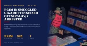Seven Arrested as P21M in Contraband Tobacco Seized Off Sipalay