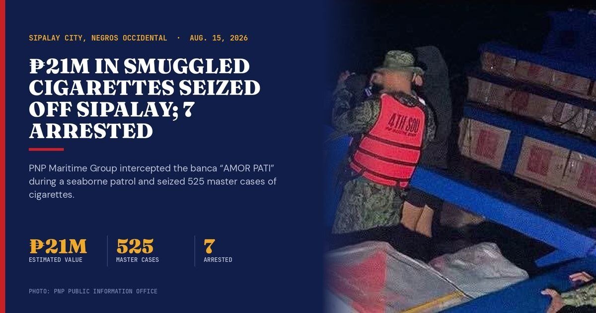 Seven Arrested as P21M in Contraband Tobacco Seized Off Sipalay 1 Photo courtesy of PNP Maritime Group