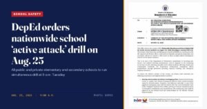 DepEd Mandates Simultaneous School Attack Drills on Aug. 25