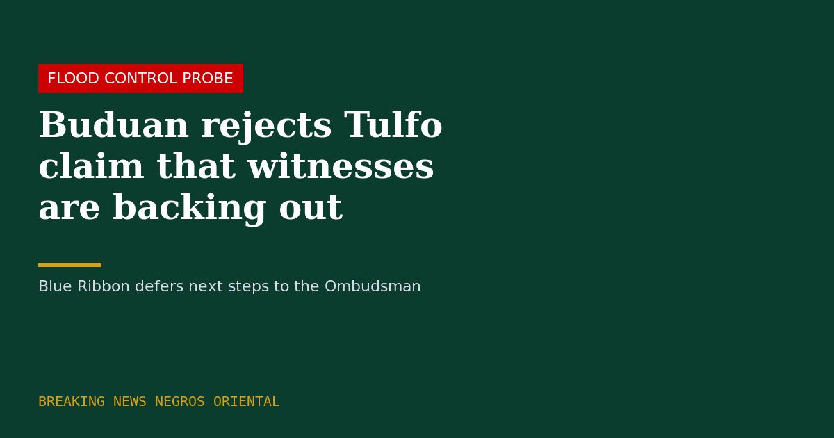Flood-Control Witness Buduan Rejects Tulfo Claim That Testifiers Are Backing Out 1 Breaking News Negros Oriental report on the flood-control investigation