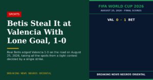 Betis Steal It at Valencia With Lone Goal, 1-0