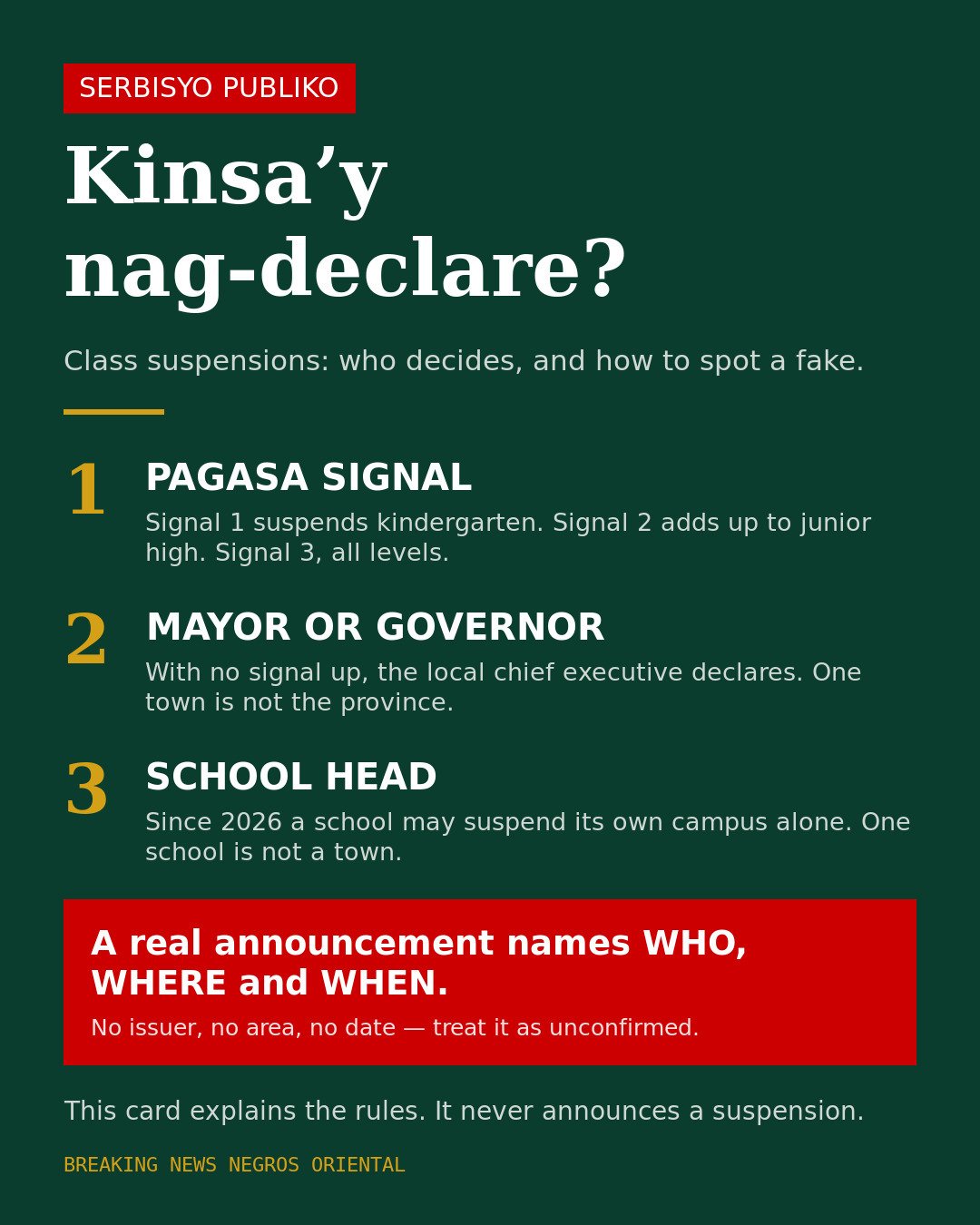 Who actually suspends classes in Negros Oriental — and when you will know 1 Who actually suspends classes in Negros Oriental — and when you will know