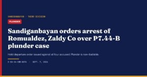 Sandiganbayan Issues Arrest Warrants Against Romualdez in ₱7.44-B Plunder Case