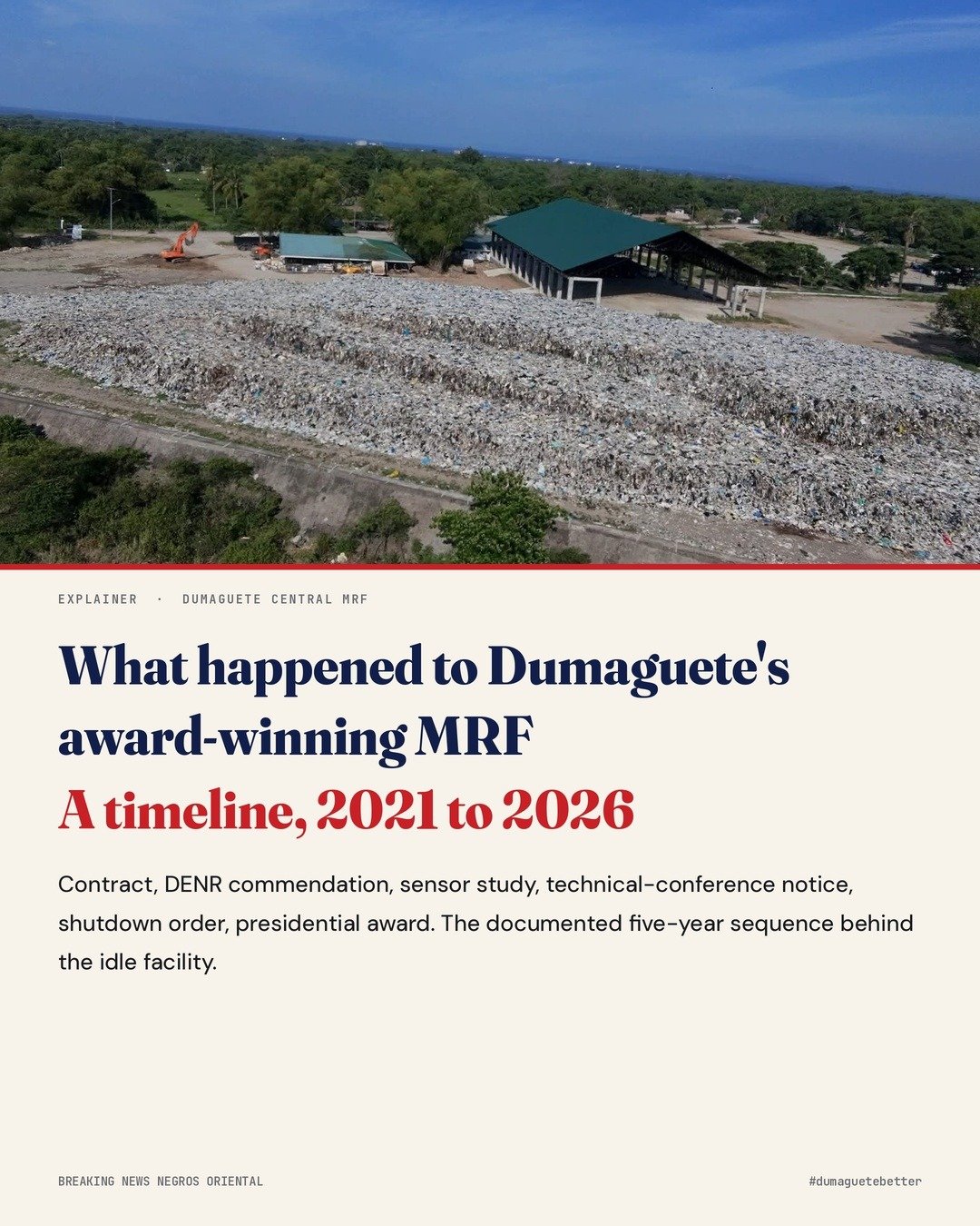 What Happened to Dumaguete’s Award-Winning MRF: A Timeline 1 Timeline of Dumaguete’s pyrolysis unit from the May 2021 contract to the September 3, 2026 presidential award