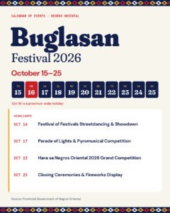Buglasan Festival 2026 Set for October 15–25 in Negros Oriental; Full Calendar of Events Released