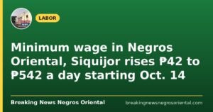 Minimum wage in Negros Oriental, Siquijor rises ₱42 to ₱542 a day starting Oct. 14