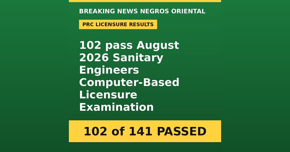 102 Sanitary Engineers Pass August 2026 PRC Board Exam