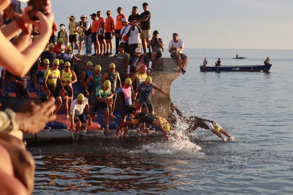 Triathletes in the water off Pantawan during the Dumaguete Triathlon, November 10, 2024. (BNNO)